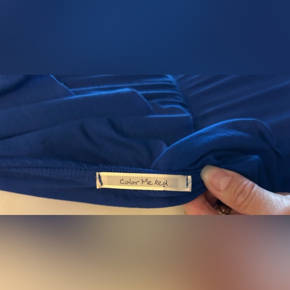 Sundress, sz M royal blue with ruffle, elastic waist, longer exposed hem, vacay - Picture 5 of 9